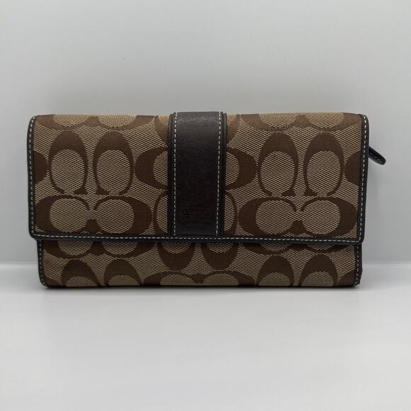 COACH Brown Signature Canvas Wallet - Picture 10 of 10